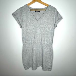 Kate Spade Saturday  Woman's Sz M Gray Short V Neck Dress  Roll Sleeves